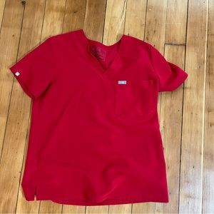Figs pop red medium limited edition scrub top
